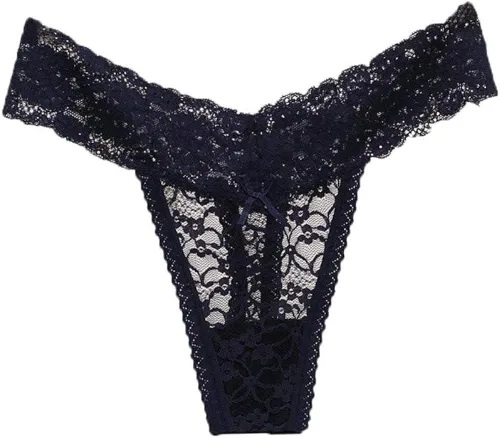 Miniatura 5 de Tangas de encaje sexy para mujer ropa interior descarada en V paquete de 5
