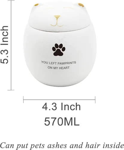 Miniatura 3 de Urna de cerámica para cenizas, caja conmemorativa de perro o gato pequeña de 5.1 x 4.3 pulgadas, hecha a mano con diseño de huella de pata, urnas