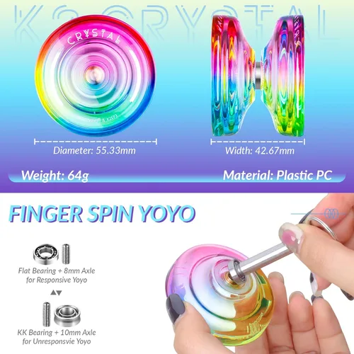 Miniatura 4 de MAGICYOYO Yoyo Sensible para Niños de 8 a 12 años, Paquete de 2 Yoyos, Truco Profesional de Girar con Dedo para Avanzados, Yoyo de Metal de Doble