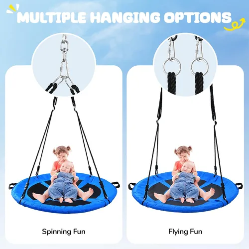 Miniatura 3 de Trekassy Columpio de árbol de platillo de 700 libras de 40 pulgadas para niños y adultos, textileno al aire libre con 2 correas para colgar