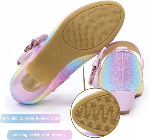 Miniatura 4 de ADAMUMU Zapatos de tacón bajo para niñas (niños pequeños)
