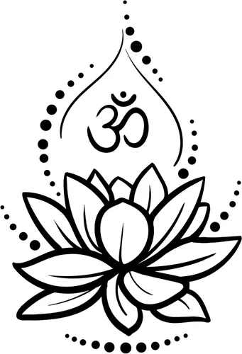 Vinilo grande para pared, diseño de flor de loto, yoga, hinduismo, hinduismo, símbolo, decoración grande (ig4625), color negro