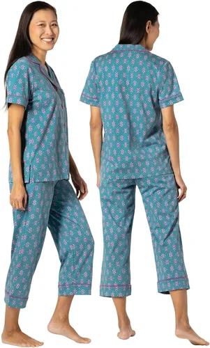 Miniatura 2 de PajamaGram Pijama de algodón para mujer - Conjunto de pijama capri para mujer, 100% algodón
