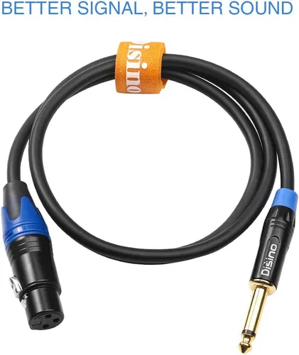 Miniatura 6 de Cable de micrófono XLR hembra a TS mono de 1/4 pulgadas (6.35mm), desequilibrado de 3 pines XLR hembra a conector de micrófono TS de cuarto
