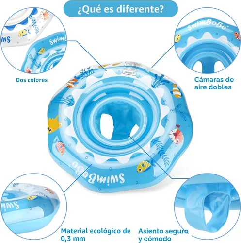 Miniatura 4 de Flotador inflable de natación para bebé con asiento de seguridad, juguetes divertidos para piscina para niños de 6 a 36 meses