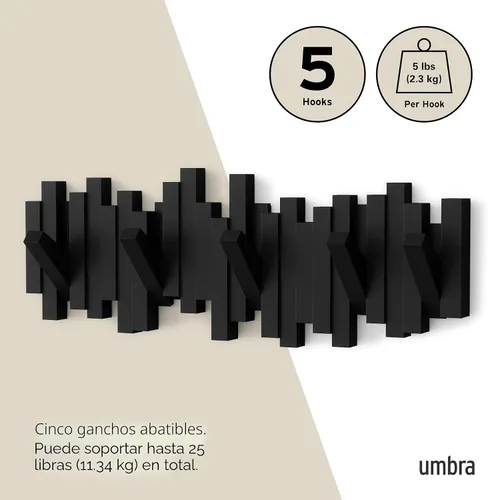 Miniatura 5 de Perchero de pared de barras con cinco ganchos de Umbra