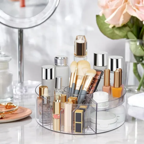 Miniatura 5 de Organizador de maquillaje giratorio de 360°, plato giratorio transparente de 10 pulgadas, organizador Lazy Susan para tocador, encimera de baño