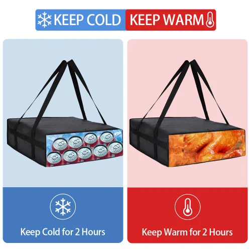Miniatura 3 de Bolsa de entrega de pizza aislada para llevar caliente, calentador de transporte de 20 x 20 x 6 pulgadas, bolsa aislada para entrega de alimentos