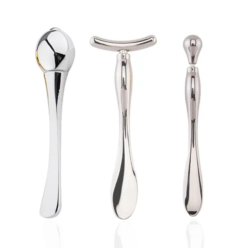 Miniatura 7 de BetterJonny Varita aplicadora de crema de ojos de metal, 3 unidades, cuchara de cosméticos, masajeador facial para niñas y mujeres, masajeador Oro