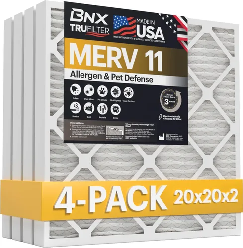 Miniatura 32 de BNX TruFilter - Filtro de aire MERV 11 de 18 x 20 x 1 pulgadas (paquete de 6) – Fabricado en Estados Unidos – Defensa contra Alérgenos Filtro