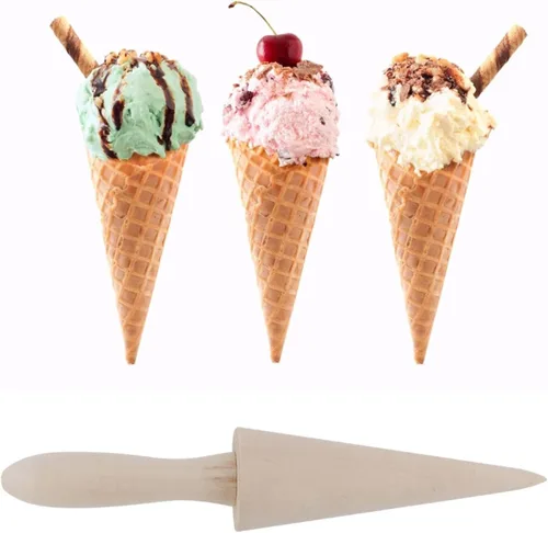 Miniatura 6 de Molde de rodillo de pizzela, cono de madera gofres helado cono pizza pastelería herramienta de moldeo