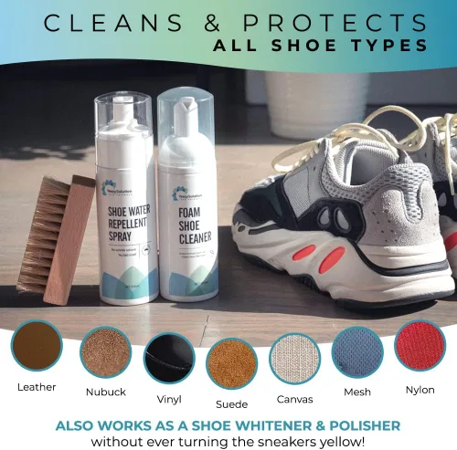 Miniatura 5 de EZSolution - Kit de limpieza de zapatos, solución de limpieza de espuma 2 en 1 y protector repelente de manchas para zapatos de gamuza, nubuck