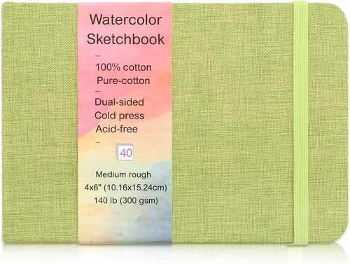 40 hojas de acuarela de 4 x 6 pulgadas, 140 libras/300 GSM, cuaderno de bocetos de acuarela de prensa en frío, cuaderno de acuarela para pintar,