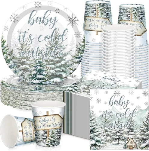 Miniatura 36 de Hushee 200 piezas de platos de papel, servilletas y vasos florales para baby shower, juego de vajilla para fiesta de baby shower, vasos y Rosa