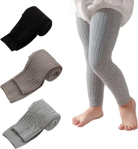 Juebm 35Packs Baby Girl Tights Cable Knit Footless Leggings Stockings Solid Cotton Pantyhose for Infant Toddler 0-4T