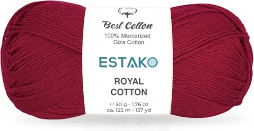 Miniatura 51 de Estako Algodón Royal, 100% hilo de algodón giza mercerizado, suave, súper fino 1 para ganchillo y tejer, 1.76 onzas (50g) / 137 yardas (125m)