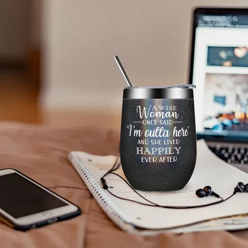 Miniatura 3 de ELEGANTPARK Regalos de jubilación para mujeres 2026, regalos para compañeros de trabajo para mujeres, Wise Woman Said I'm Outta Here, vaso de Una