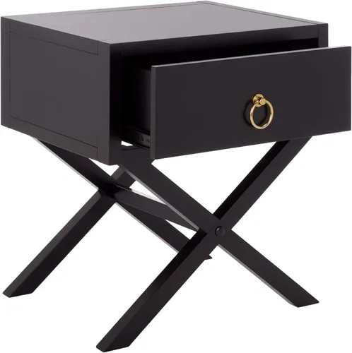 Miniatura 12 de SAFAVIEH Muebles - Mesita de noche Sadie de 1 cajón - Antiguo y blanco - Madera - Diseño de herrajes dorados glamorosos - Ideal para dormitorio, 19