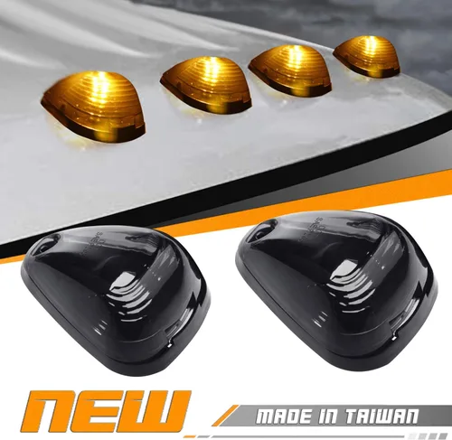 Miniatura 3 de Juego de 5 luces LED HERCOO para el techo de la cabina de vehículos Ford F150 F250 F350 F450 F550, Ambar Lente ahumada + LED ámbar