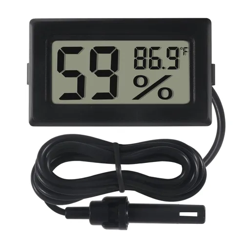 Miniatura 7 de Paquete de 6 mini termómetro digital higrómetro con sonda de temperatura interior, medidor de humedad y temperatura interior, pantalla LCD 6 piezas
