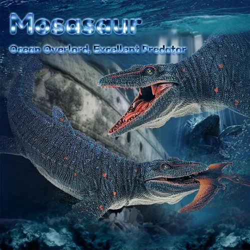 Miniatura 6 de EOIVSH Gran Figura de Juguetes de Mosasaurus, Gran Protector del Océano Mosasaurus Mordiendo a un Pterosaurio, Figura de Dinosaurio Monstruo Marino