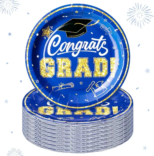 Miniatura 8 de Sabary 100 platos de papel de graduación 2026 de 9 pulgadas, suministros para fiesta de graduación de clase de 2026, decoraciones de felicitaciones