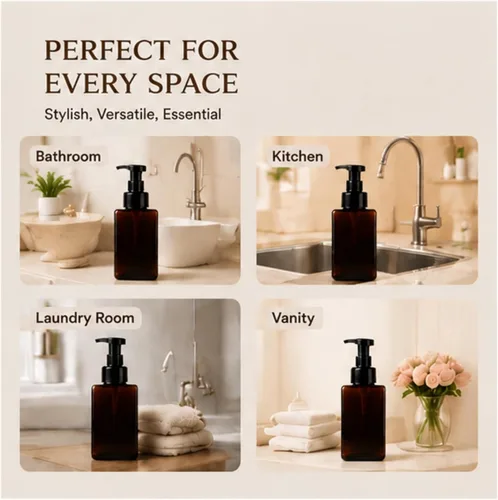Miniatura 6 de Foaming Soap Dispenser 4 Pack, 15oz/450ml Brown Foam Soap Pump Bottles, Refillable Bathroom Soap Dispenser with Rich Foam Pump for Kitchen Sink