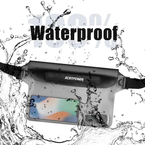 Miniatura 2 de ECHTPower Paquete de 2 bolsas impermeables, riñonera impermeable, bolsa seca impermeable con correa ajustable para la cintura para playa, natación