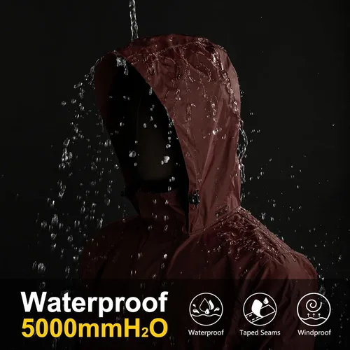 Miniatura 90 de 33,000ft - Chaqueta de lluvia impermeable y plegable para hombre, ligera, con capucha, cortavientos ideal para golf o ciclismo