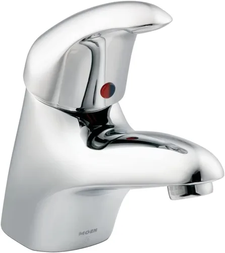 Moen 8419F05 M-Dura - Grifo de baño de montaje único comercial con drenaje emergente con mango individual de 2.5 pulgadas, 0.5 gpm, cromado