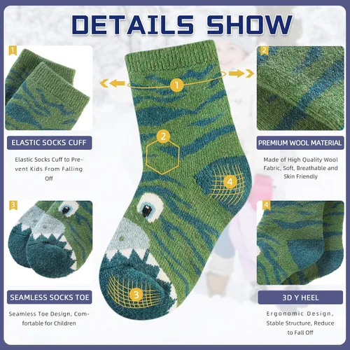 Miniatura 34 de Eocom 6 pares de calcetines de invierno cálidos de lana para niños y niñas