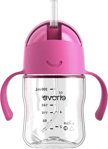 Miniatura 21 de Evorie Tritan - Vaso para beber con popote con peso con asas para bebés y niños pequeños, botella de agua a prueba de derrames con popote para 6