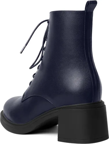 Miniatura 7 de ROSERWISH Botas altas de tacón bajo y grueso para mujer, con cordones, cómodas, modernas, con puntera redonda, de 2.5 pulgadas