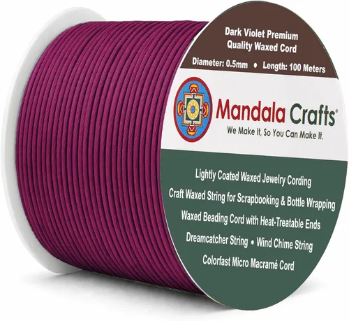 Miniatura 33 de Cuerda Mandala Crafts 0.03 pulgadas 109 yardas para hacer joyería, artesanía, macramé, cuerda de algodón encerado Negro