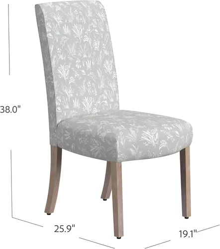 Miniatura 251 de Homepop Silla de comedor con detalles festoneados, sillas de comedor Parsons tapizadas, muebles decorativos para el hogar, tejido gris claro