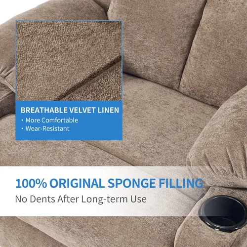Miniatura 7 de Silla mecedora manual reclinable para adultos con masaje vibratorio, sillas reclinables deslizantes para sala de estar y dormitorio, sofá reclinable