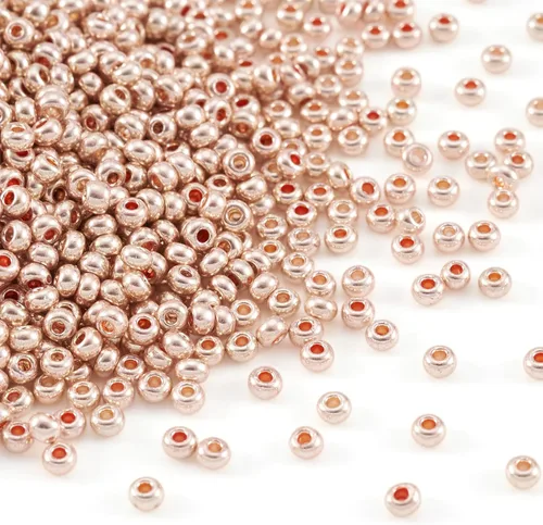 Craftdady 11/0 Cuentas redondas de cristal de oro metálico de 0.091 in pequeña bola redonda suelta cuentas espaciadoras de pony alrededor de 5300