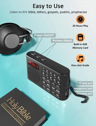 Miniatura 3 de iGuerburn KJV Audio - Reproductor de Biblia para personas mayores, Biblia electrónica antigua y nueva versión en versión King James, Biblia hablante
