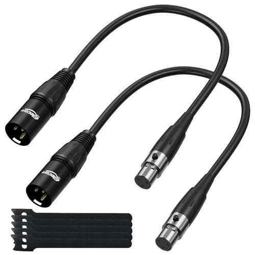 Elecan Adaptador de cable de micrófono XLR macho a mini XLR hembra (TA3F) de 3 pines, paquete de 2 unidades para cámara Blackmagic Pocket Cinema