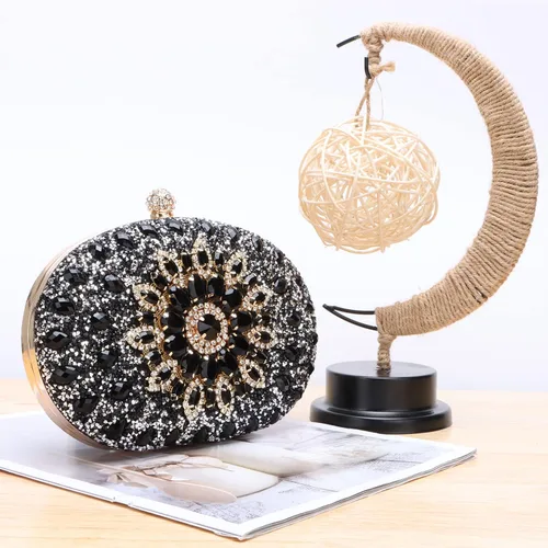 Miniatura 8 de Bolso de mano de noche con diamantes de imitación para mujer, bolsa de mano con diamantes brillantes y brillantes, bolsa de fiesta de boda de cristal