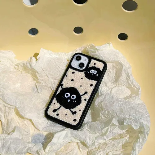 Miniatura 7 de Funda de briquetas linda y esponjosa para iPhone 14, 6.1 pulgadas (negro)