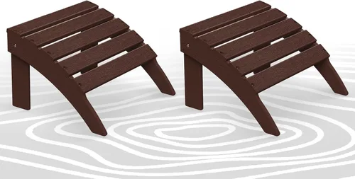 Miniatura 17 de Briopaws Otomana Adirondack plegable, silla Adirondack de polietileno de alta densidad resistente a la intemperie, reposapiés de plástico para Blanco