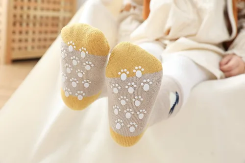 Miniatura 4 de Juego de 6 calcetines de algodón grueso para bebé, unisex, antideslizantes, antideslizantes