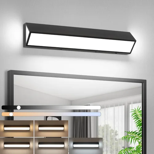 Miniatura 10 de Barra de luz LED moderna para tocador de baño (16 pulgadas, 5 CCT, regulable), accesorios de iluminación de pared de baño de acrílico moderno sobre