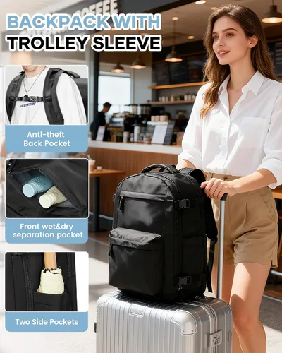 Miniatura 6 de WONHOX Mochila de viaje para mujeres y hombres, mochila para laptop con compartimento para zapatos, mochila impermeable para senderismo de equipaje