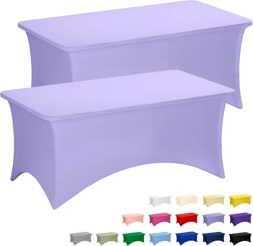 Miniatura 20 de Fixwal Paquete de 3 Manteles Negros para Mesas Rectangulares de 6 Pies, Manteles Rectangulares Elásticos de Spandex Ajustables de 6 Pies