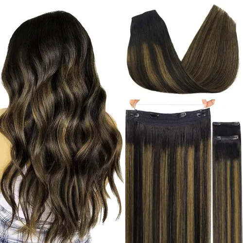 Miniatura 41 de GOO GOO Extensiones de Cabello Humano con Alambre, 18A/613A Rubio Oscuro mezclado con Rubio Decolorado Resaltado 18 pulgadas 95g, Extensiones
