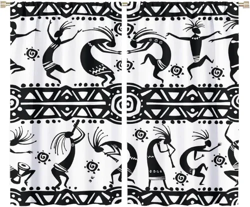 Miniatura 38 de Kokopelli - Cortinas opacas para cocina, decoración de sala de estar, dormitorio, 21 x 45 pulgadas, 2 paneles
