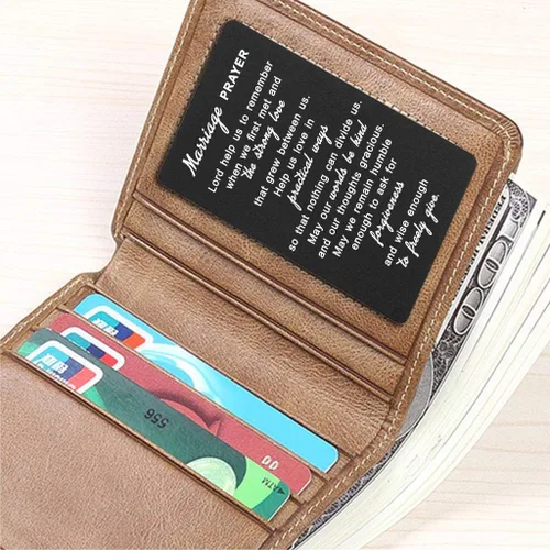 Miniatura 4 de Tarjeta de oración de matrimonio, tarjeta de aluminio grabada, boda perfecta para marido, cabe en la cartera