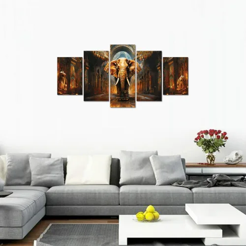 Miniatura 3 de LiftGather Pintura en lienzo para pared para sala de estar, oficina, baño, pintura decorativa, decoración moderna del hogar, 5 piezas, impresión